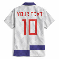 Croatia Football Custom Hawaiian Shirt Checkerboard Pattern with Glagolitic Script Away Color