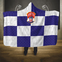Croatia Football Hooded Blanket Checkerboard Pattern with Glagolitic Script Away Color