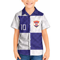 Croatia Football Custom Kid Hawaiian Shirt Checkerboard Pattern with Glagolitic Script Away Color