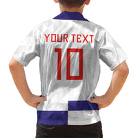 Croatia Football Custom Kid Hawaiian Shirt Checkerboard Pattern with Glagolitic Script Away Color