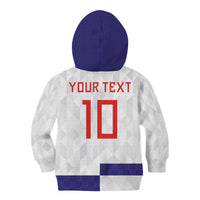 Croatia Football Custom Kid Hoodie Checkerboard Pattern with Glagolitic Script Away Color