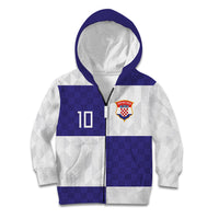Croatia Football Custom Kid Hoodie Checkerboard Pattern with Glagolitic Script Away Color