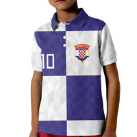 Croatia Football Custom Kid Polo Shirt Checkerboard Pattern with Glagolitic Script Away Color
