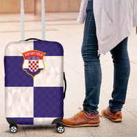 Croatia Football Luggage Cover Checkerboard Pattern with Glagolitic Script Away Color