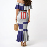 Croatia Football Custom Mermaid Dress Checkerboard Pattern with Glagolitic Script Away Color