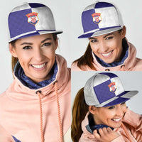 Croatia Football Mesh Trucker Cap Checkerboard Pattern with Glagolitic Script Away Color