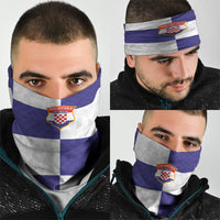 Croatia Football Neck Gaiter Checkerboard Pattern with Glagolitic Script Away Color