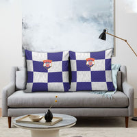 Croatia Football Pillow Cover Checkerboard Pattern with Glagolitic Script Away Color