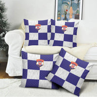 Croatia Football Pillow Cover Checkerboard Pattern with Glagolitic Script Away Color