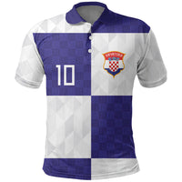 Croatia Football Custom Polo Shirt Checkerboard Pattern with Glagolitic Script Away Color