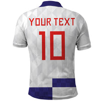 Croatia Football Custom Polo Shirt Checkerboard Pattern with Glagolitic Script Away Color