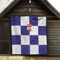 Croatia Football Quilt Checkerboard Pattern with Glagolitic Script Away Color
