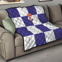 Croatia Football Quilt Checkerboard Pattern with Glagolitic Script Away Color