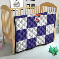 Croatia Football Quilt Checkerboard Pattern with Glagolitic Script Away Color