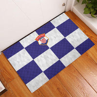 Croatia Football Rubber Doormat Checkerboard Pattern with Glagolitic Script Away Color