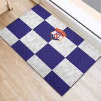 Croatia Football Rubber Doormat Checkerboard Pattern with Glagolitic Script Away Color