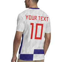 Croatia Football Custom Rugby Jersey Checkerboard Pattern with Glagolitic Script Away Color