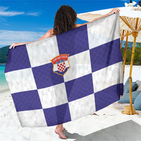Croatia Football Sarong Checkerboard Pattern with Glagolitic Script Away Color