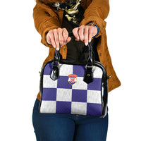 Croatia Football Shoulder Handbag Checkerboard Pattern with Glagolitic Script Away Color