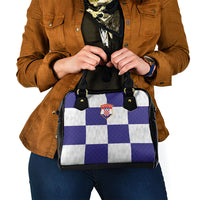 Croatia Football Shoulder Handbag Checkerboard Pattern with Glagolitic Script Away Color