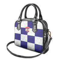 Croatia Football Shoulder Handbag Checkerboard Pattern with Glagolitic Script Away Color