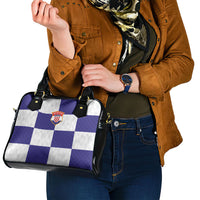 Croatia Football Shoulder Handbag Checkerboard Pattern with Glagolitic Script Away Color