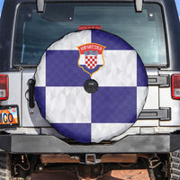 Croatia Football Spare Tire Cover Checkerboard Pattern with Glagolitic Script Away Color