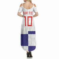 Croatia Football Custom Summer Maxi Dress Checkerboard Pattern with Glagolitic Script Away Color