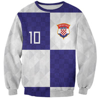 Croatia Football Custom Sweatshirt Checkerboard Pattern with Glagolitic Script Away Color