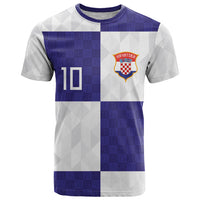 Croatia Football Custom T Shirt Checkerboard Pattern with Glagolitic Script Away Color