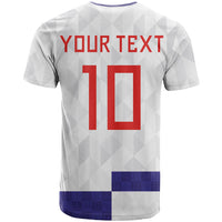 Croatia Football Custom T Shirt Checkerboard Pattern with Glagolitic Script Away Color