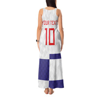Croatia Football Custom Tank Maxi Dress Checkerboard Pattern with Glagolitic Script Away Color