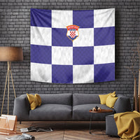 Croatia Football Tapestry Checkerboard Pattern with Glagolitic Script Away Color