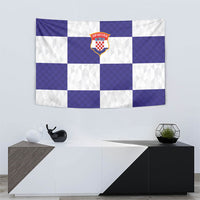 Croatia Football Tapestry Checkerboard Pattern with Glagolitic Script Away Color