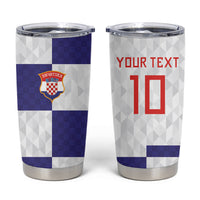 Croatia Football Custom Tumbler Cup Checkerboard Pattern with Glagolitic Script Away Color