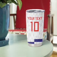 Croatia Football Custom Tumbler Cup Checkerboard Pattern with Glagolitic Script Away Color