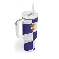Croatia Football Custom Tumbler With Handle Checkerboard Pattern with Glagolitic Script Away Color