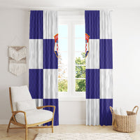 Croatia Football Window Curtain Checkerboard Pattern with Glagolitic Script Away Color