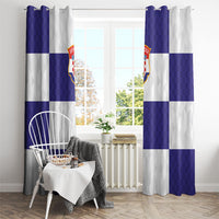 Croatia Football Window Curtain Checkerboard Pattern with Glagolitic Script Away Color