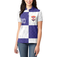 Croatia Football Custom Women Polo Shirt Checkerboard Pattern with Glagolitic Script Away Color