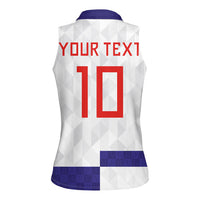 Croatia Football Custom Women Sleeveless Polo Shirt Checkerboard Pattern with Glagolitic Script Away Color