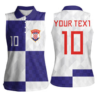 Croatia Football Custom Women Sleeveless Polo Shirt Checkerboard Pattern with Glagolitic Script Away Color