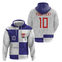 Croatia Football Custom Zip Hoodie Checkerboard Pattern with Glagolitic Script Away Color