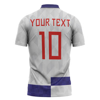 Croatia Football Custom Zipper Polo Shirt Checkerboard Pattern with Glagolitic Script Away Color