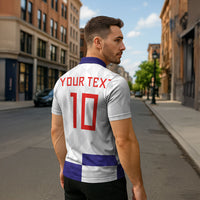 Croatia Football Custom Zipper Polo Shirt Checkerboard Pattern with Glagolitic Script Away Color