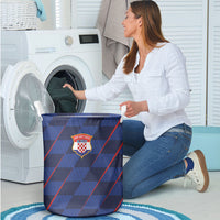 Croatia Football Laundry Basket Glagolitic Script Checkerboard Sporty Style Away Color