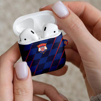 Croatia Football AirPods Case Glagolitic Script Checkerboard Sporty Style Away Color