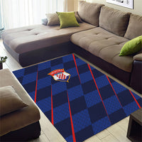 Croatia Football Area Rug Glagolitic Script Checkerboard Sporty Style Away Color