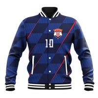 Croatia Football Custom Baseball Jacket Glagolitic Script Checkerboard Sporty Style Away Color