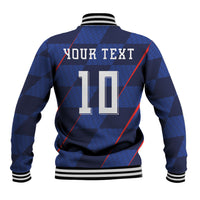 Croatia Football Custom Baseball Jacket Glagolitic Script Checkerboard Sporty Style Away Color